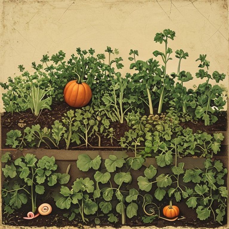 Top-down botanical illustration of a garden bed